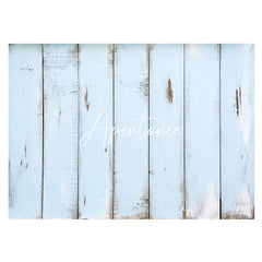 Aperturee - Light Blue Vertical Stripe Wood Rubber Floor Mat