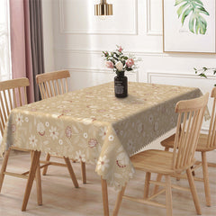 Aperturee - Light Brown Dandelion Floral Rectangle Tablecloth