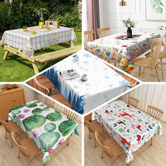 Aperturee - Light Brown Flowers Leaves Rectangle Tablecloth