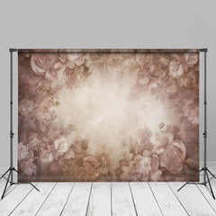 Aperturee - Light Brown Retro Floral Fine Art Backdrop For Photo