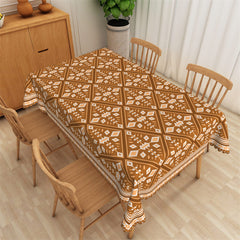 Aperturee - Light Brown Rhombic Repeat Rectangle Tablecloth