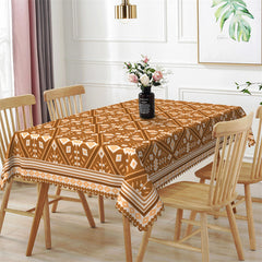 Aperturee - Light Brown Rhombic Repeat Rectangle Tablecloth