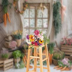 Aperturee - Light Brown Spring Carrots Window Easter Backdrop