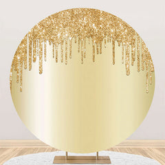 Aperturee - Light Gold Solid Color Glitters Round Party Backdrop