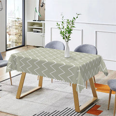 Aperturee - Light Green Chevron Pattern Rectangle Tablecloth