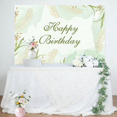 Aperturee - Light Green Ink Spring Leaves Birthday Backdrop