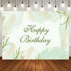 Aperturee - Light Green Ink Spring Leaves Birthday Backdrop