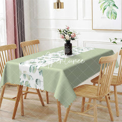 Aperturee - Light Green Plant Leaves Spring Rectangle Tablecloth