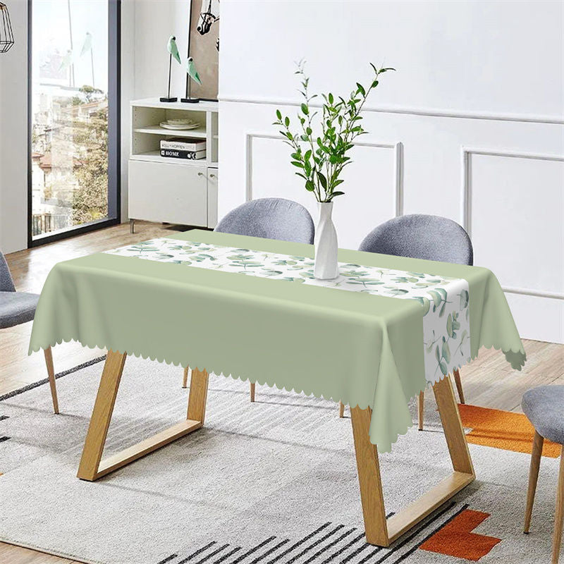 Aperturee - Light Green Plant Leaves Spring Rectangle Tablecloth