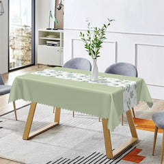 Aperturee - Light Green Plant Leaves Spring Rectangle Tablecloth