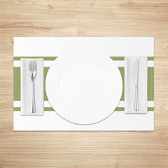 Aperturee - Light Green White Line Set Of 4 Placemats For Table