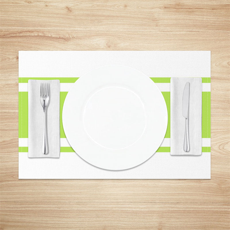 Aperturee - Light Green White Simple Dining Set Of 4 Placemats