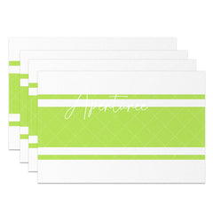 Aperturee - Light Green White Simple Dining Set Of 4 Placemats