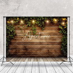 Aperturee - Light Greenery Retro Wooden Wall Backdrop For Photo