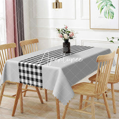 Aperturee - Light Grey Black White Gingham Rectangle Tablecloth