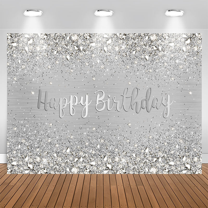 Aperturee - Light Grey Simple Happy Birthday Backdrop For Party