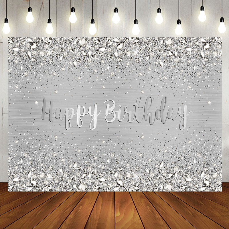 Aperturee - Light Grey Simple Happy Birthday Backdrop For Party