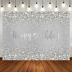 Aperturee - Light Grey Simple Happy Birthday Backdrop For Party