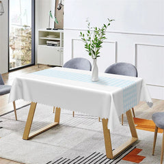 Aperturee - Light Grey White Blue Plaid Rectangle Tablecloth