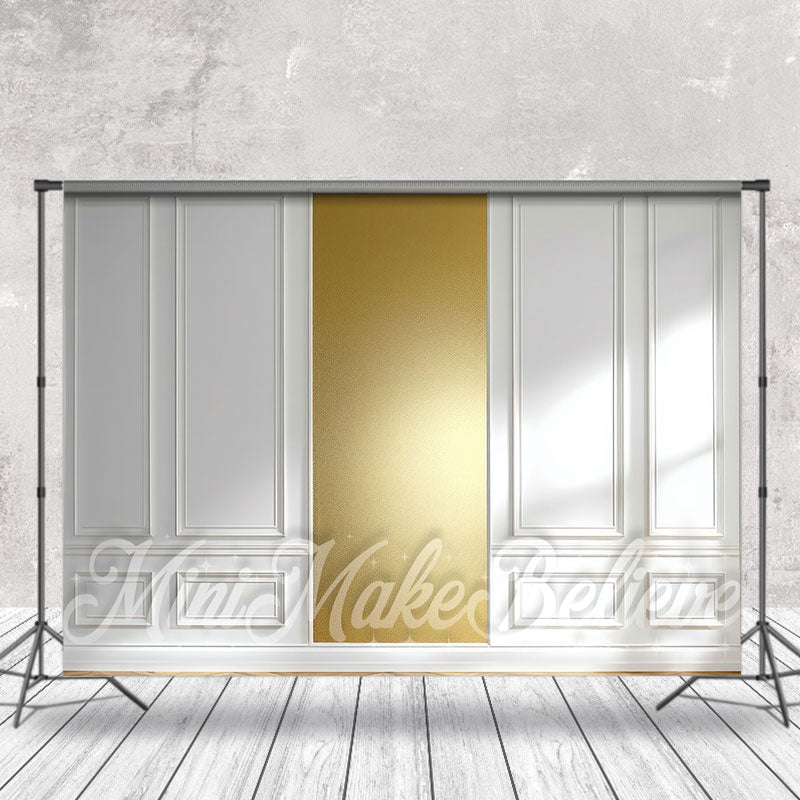 Aperturee - Light Luxury Gold White Wall Photography Backdrop