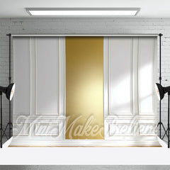 Aperturee - Light Luxury Gold White Wall Photography Backdrop