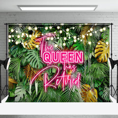 Aperturee - Light Monstera Neon The Queen Has Retired Backdrop