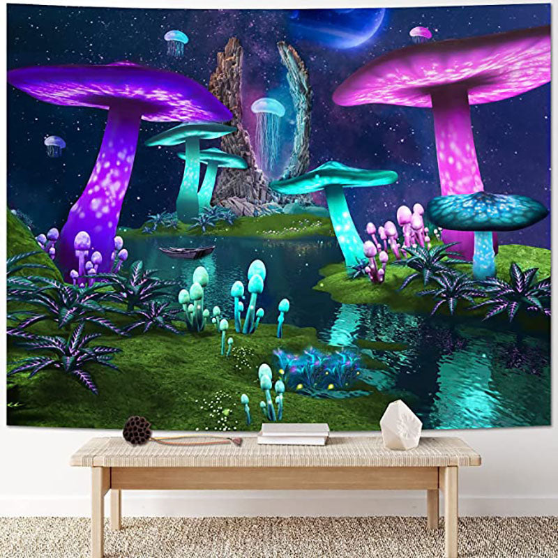 Aperturee Light Mushroom Trippy Novelty Lake Galaxy Wall Tapestry