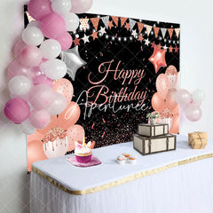 Aperturee - Light Pink Glitter Balloon Women Birthday Backdrop