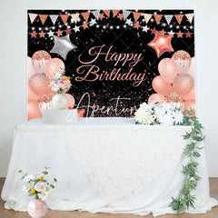 Aperturee - Light Pink Glitter Balloon Women Birthday Backdrop