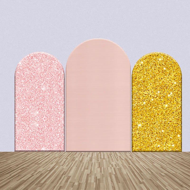 Aperturee - Light Pink Golden Glitter Party Arch Backdrop Kit