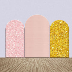 Aperturee - Light Pink Golden Glitter Party Arch Backdrop Kit