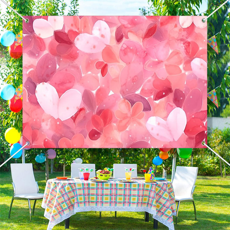 Aperturee - Light Pink Heart Petals Valentines Day Backdrop