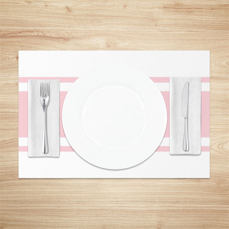 Aperturee - Light Pink Simple White Dinner Set Of 4 Placemats