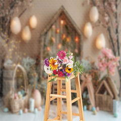 Aperturee - Light Pink Wall Floral Wood Door Backdrop For Easter