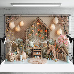 Aperturee - Light Pink Wall Floral Wood Door Backdrop For Easter