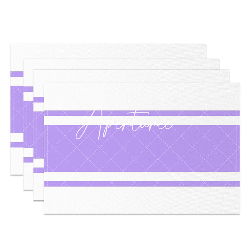 Aperturee - Light Purple And White Simple Set Of 4 Placemats