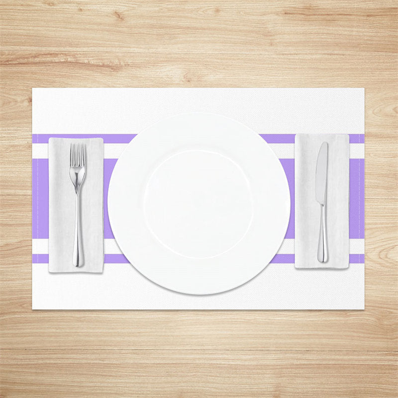 Aperturee - Light Purple And White Simple Set Of 4 Placemats