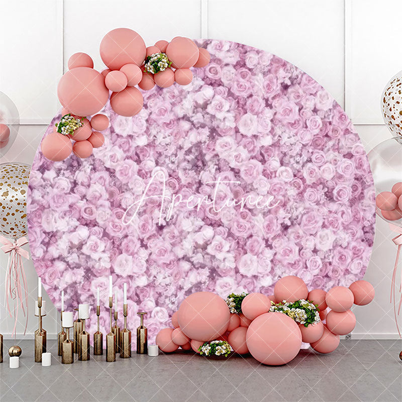 Aperturee - Light Purple Dense Flowers Circle Wedding Backdrop