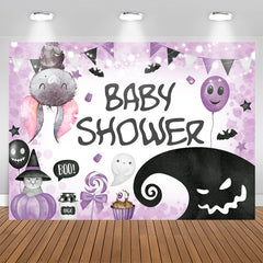 Aperturee - Light Purple Halloween Theme Backdrop For Baby Shower