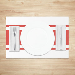 Aperturee - Light Red Lines Rectangle Modern Set Of 4 Placemats