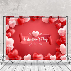 Aperturee - Light Red Stripes Dots Heart Valentines Day Backdrop