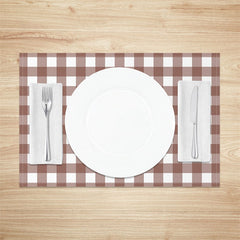 Aperturee - Light Red White Checkered Modern Set Of 4 Placemats