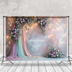 Aperturee - Light Strings Floral Curtain Abstract Wall Backdrop