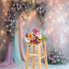 Aperturee - Light Strings Floral Curtain Abstract Wall Backdrop