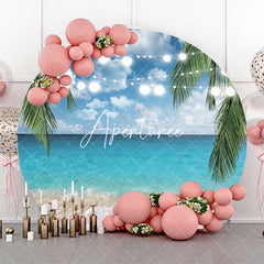 Aperturee - Light Strip Hawaii Beach Palm Leaves Round Backdrop