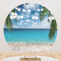 Aperturee - Light Strip Hawaii Beach Palm Leaves Round Backdrop