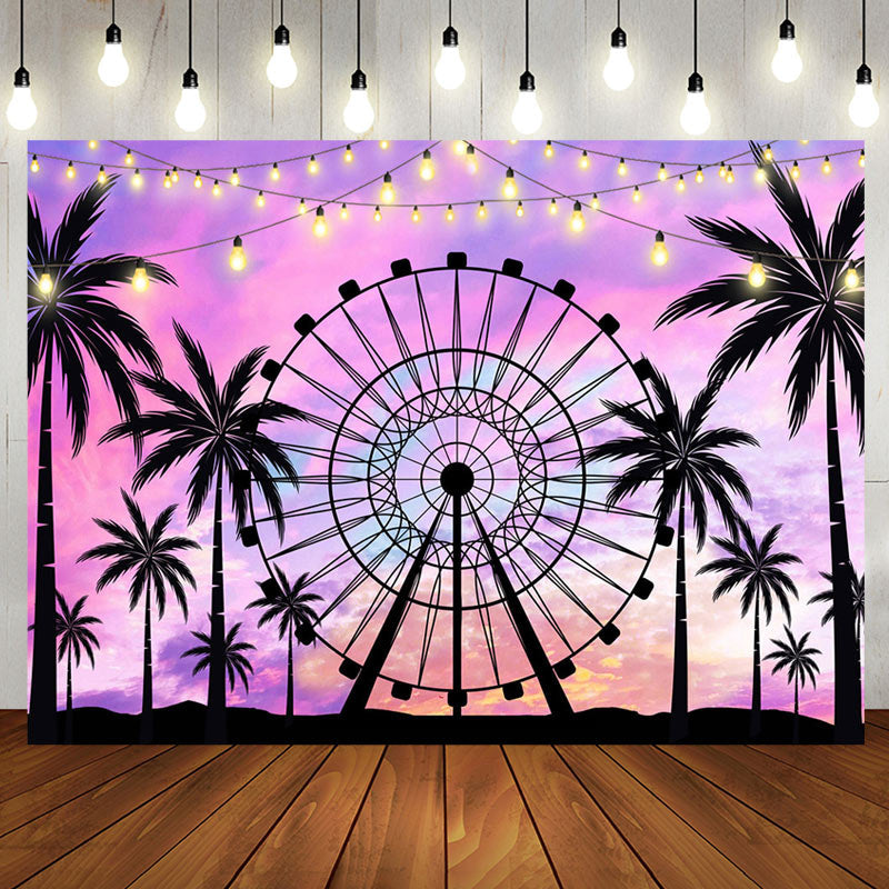 Aperturee - Light Strip Sunset Summer Palm Trees Sky Backdrop