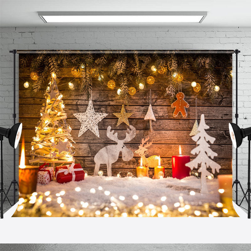 Aperturee - Light Wood Glitter Photo Booth Christmas Backdrop