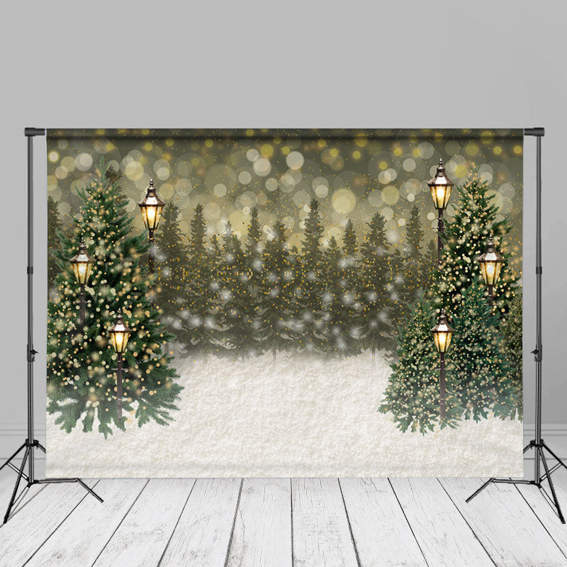 Aperturee - Lighting Bokeh Snowy Pine Tree Christmas Backdrop