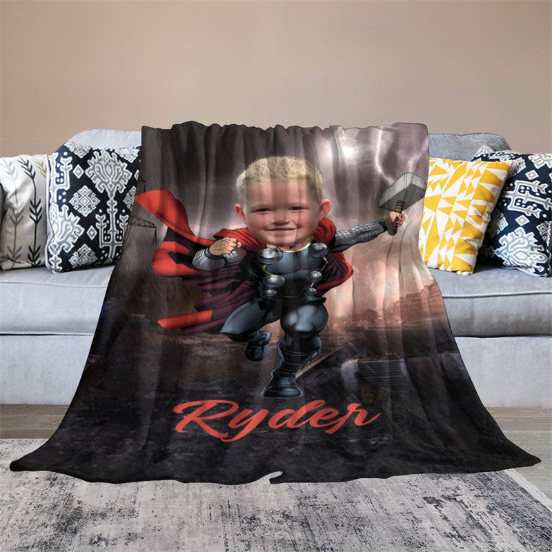 Aperturee - Lightning Rain Thunder Hero City Custom Photo Blanket